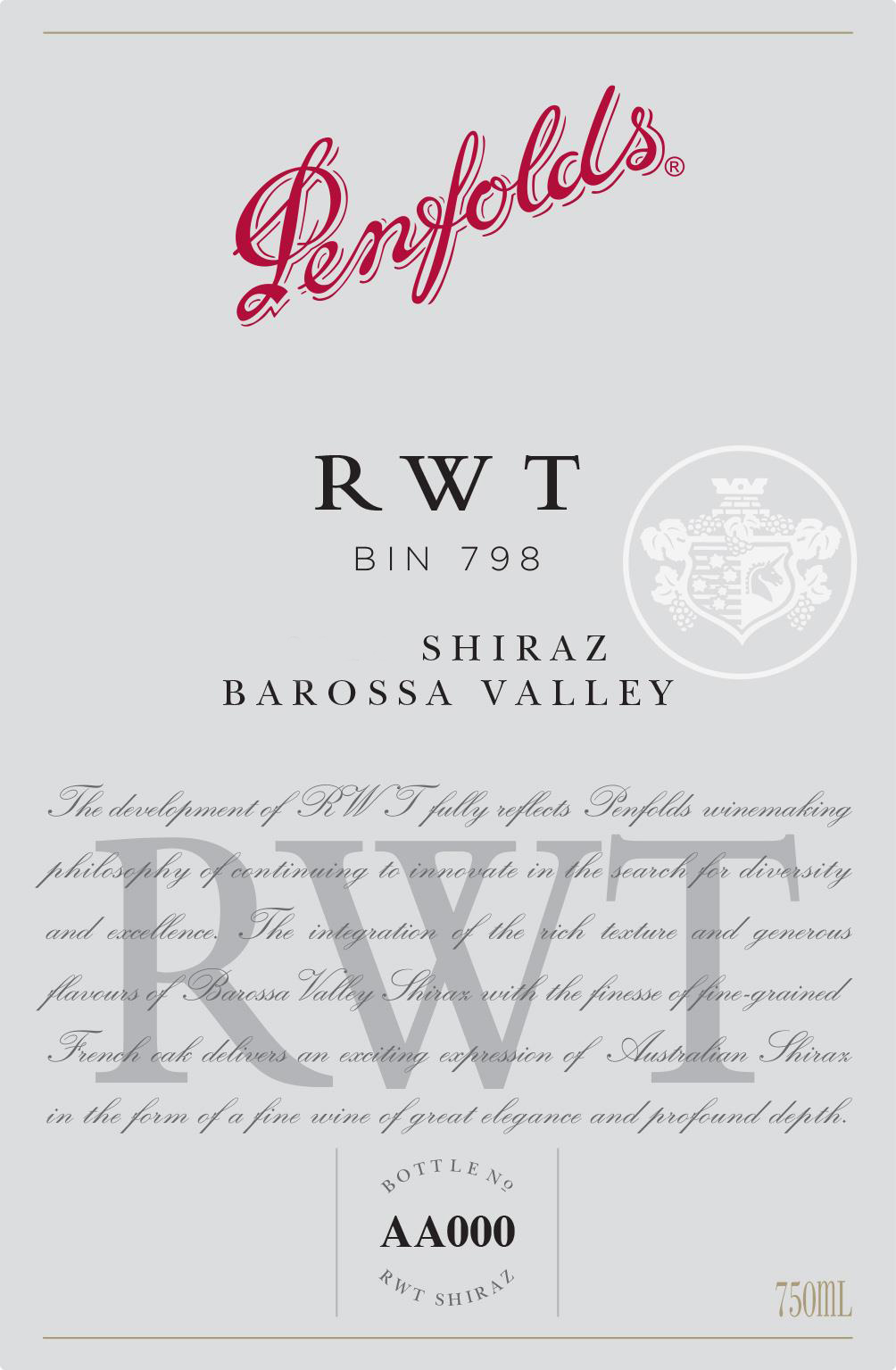 Penfolds RWT Bin 798 Shiraz 2017 | Wine.com