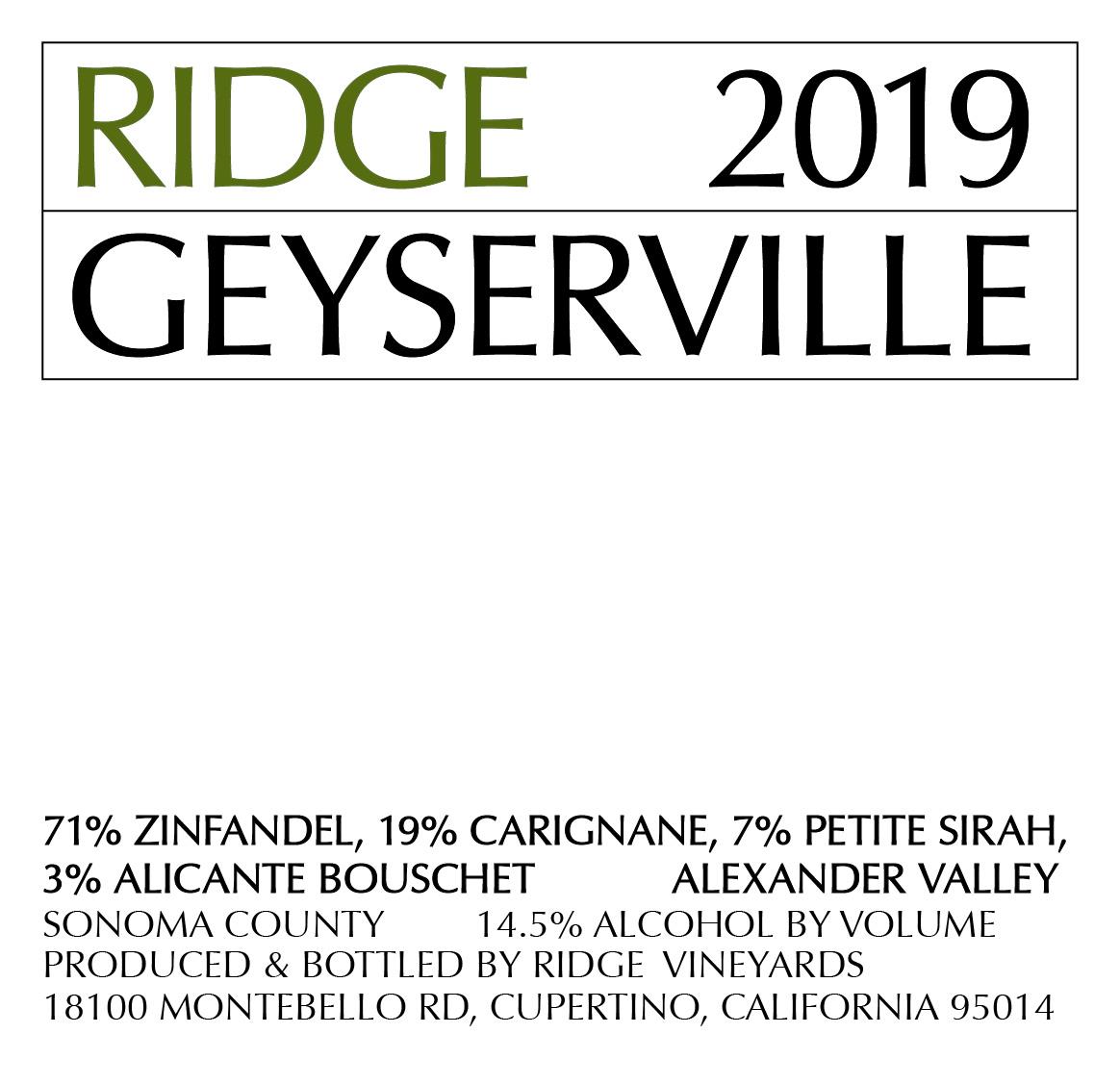 Ridge Geyserville 2019 | Wine.com