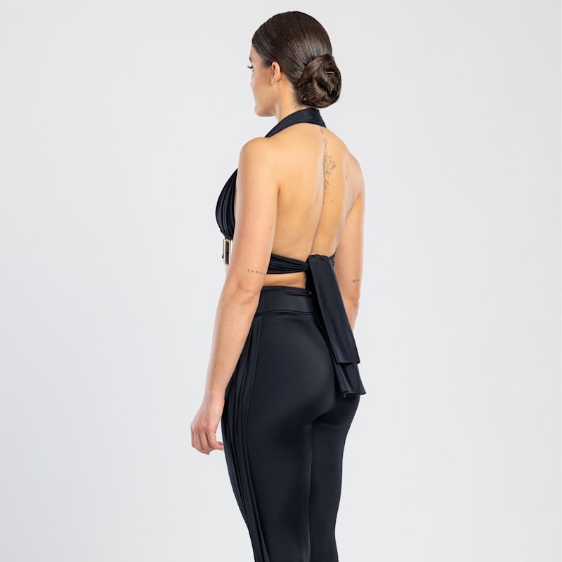 Petisa Halter Neck Bikini Top With Golden Details In Black Antoninias Wolf Badger