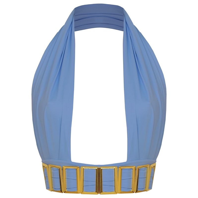 Petisa Halter Neck Bikini Top With Golden Details In Blue ANTONINIAS Wolf Badger