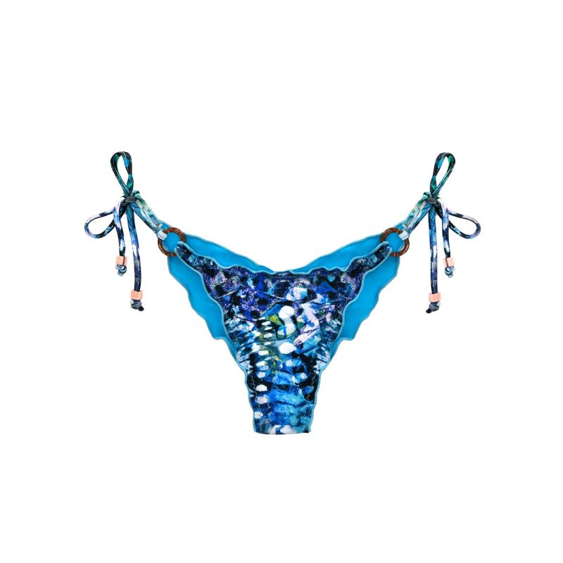 Blue Butterfly Print Bikini Tie Side Bottom Laia Deessa Ibiza Wolf Badger