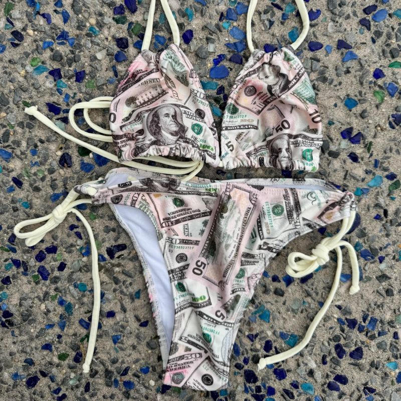 Bruna Convertible Bikini Top Dinero Print Brasini Swimwear Wolf Badger