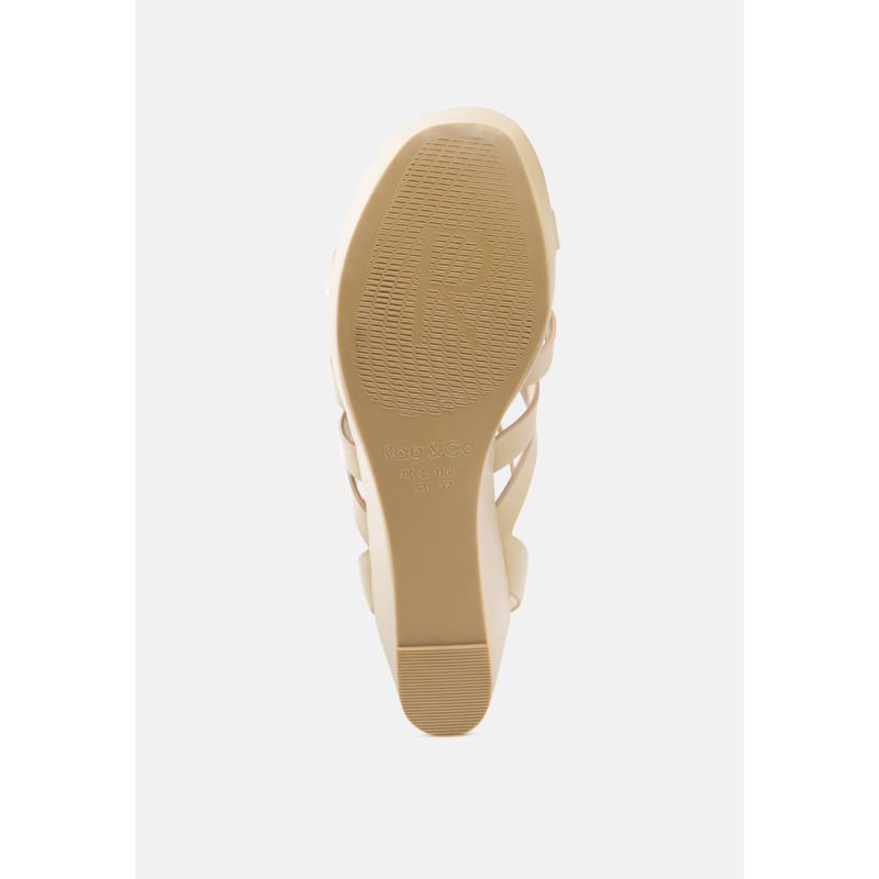 Windrush Nude Cage Wedge Leather Sandal Rag Co Wolf Badger