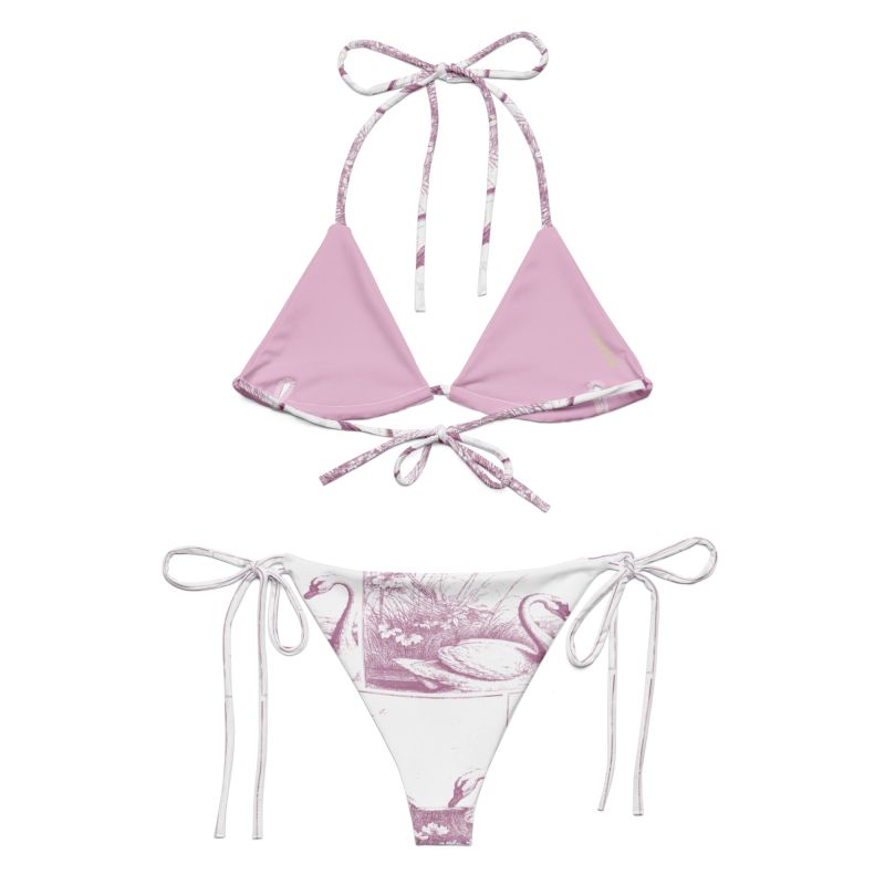 Lavender Swans Print Recycled String Bikini Formula S Wolf Badger
