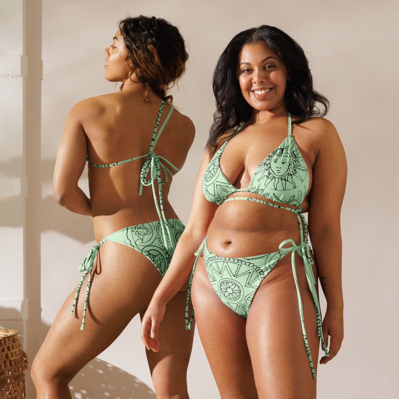 Medusa S Sea Medallion Recycled Mint Green String Bikini Formula S7