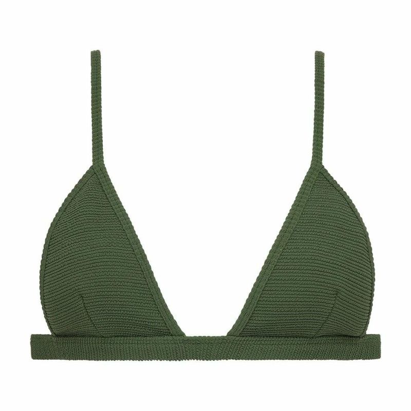 Olive Micro Scrunch Hunter Triangle Bikini Top Montce Swim Wolf