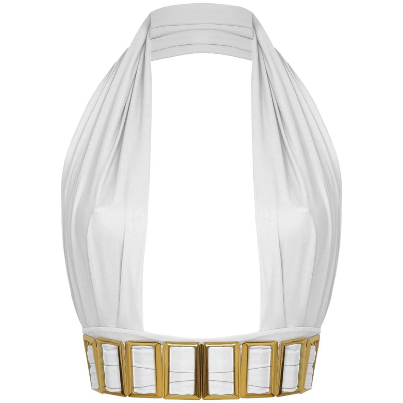 Petisa Halter Neck Bikini Top With Golden Details In White ANTONINIAS Wolf Badger