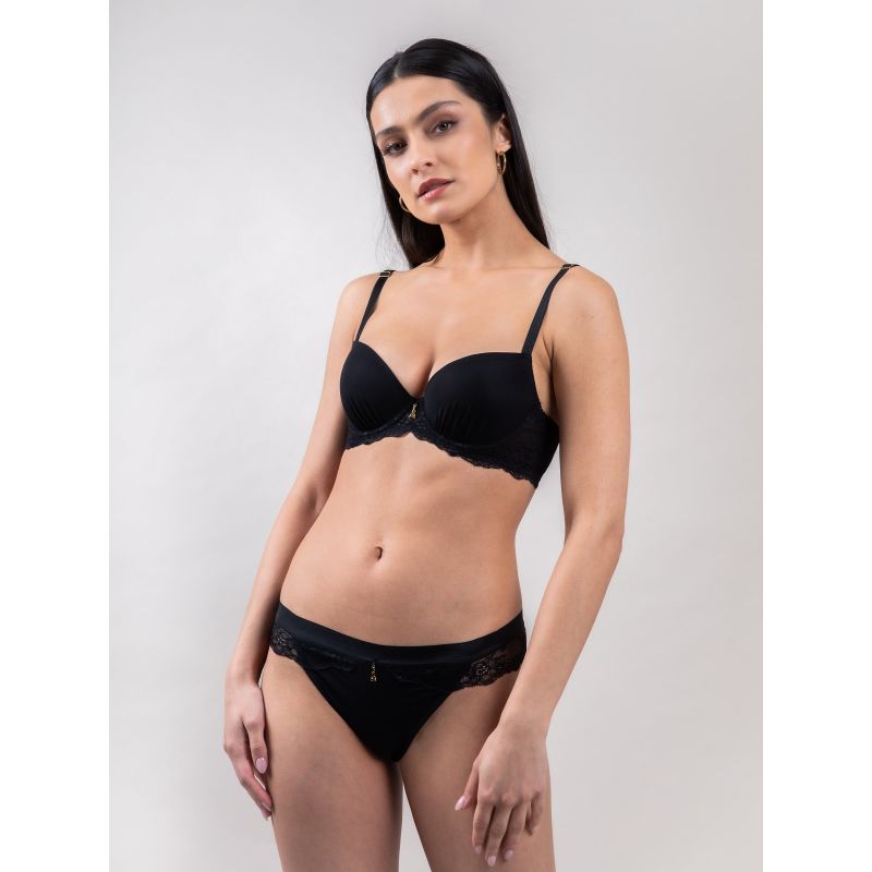 Angelina Push Up Bra Black Bonbon Lingerie Wolf Badger