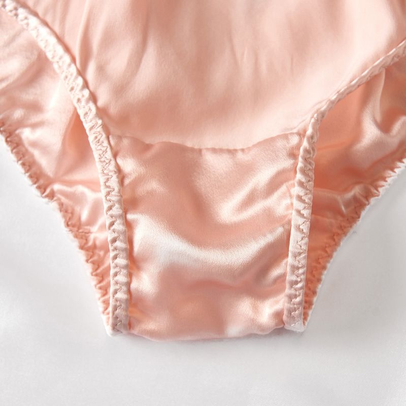Pure Mulberry Silk Bikini Panties Mid Waist Set Of Nine Soft Strokes Silk Wolf Badger