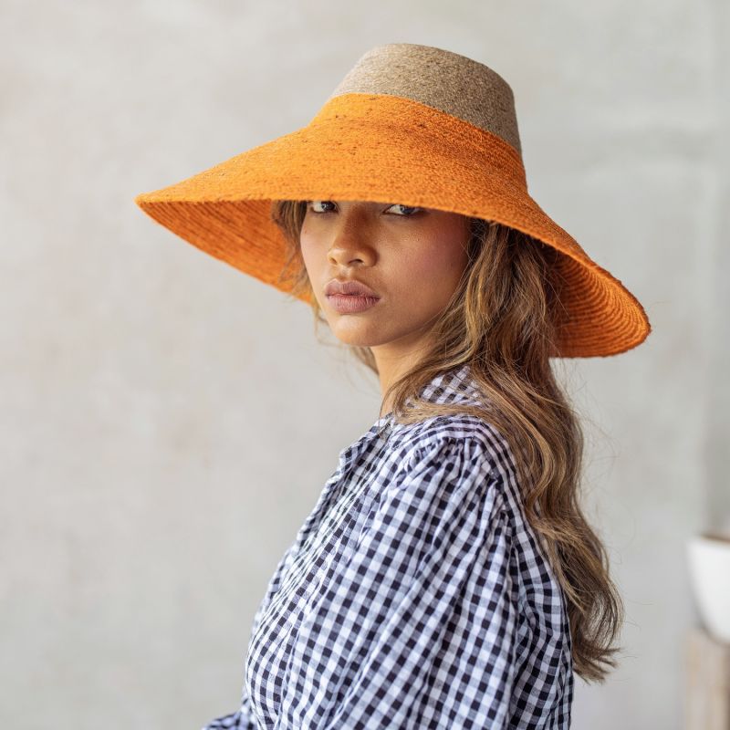 Riri Duo Jute Straw Hat In Orange Nude Brunna Co Wolf Badger