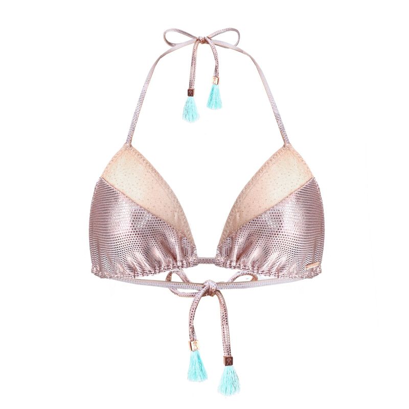 Rose Gold Metallic Triangle Bikini Top Andressa DEESSA IBIZA Wolf