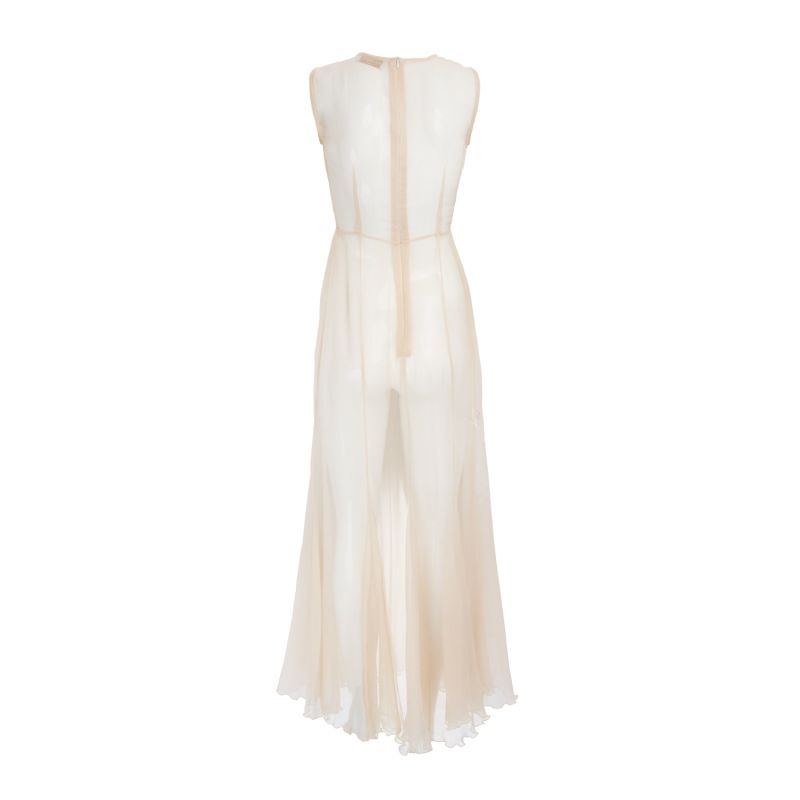 Silk Crepon Transparent Dress In Nude Sofia Tsereteli Wolf Badger