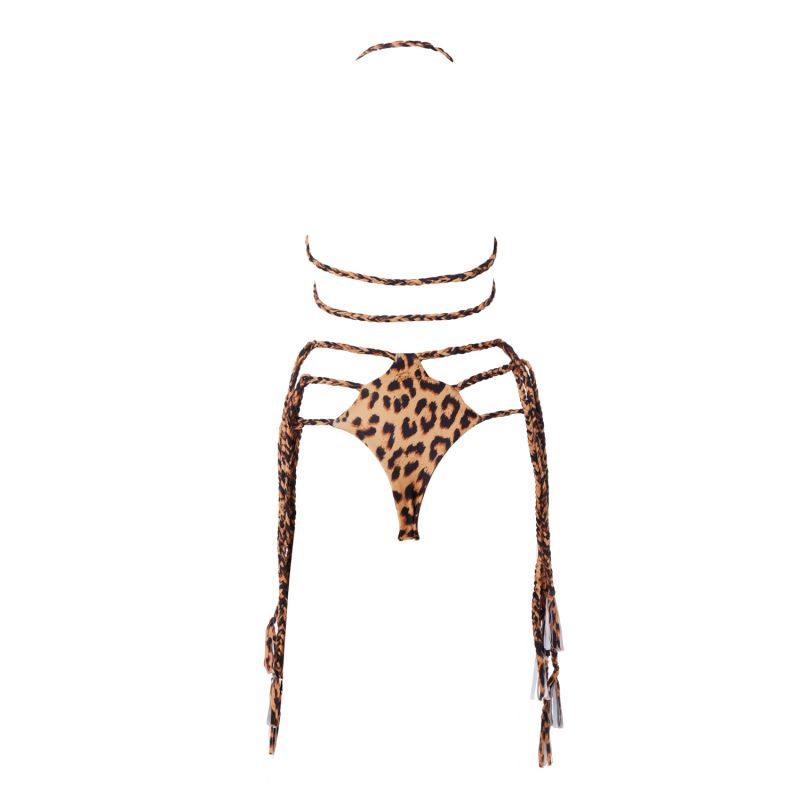 Siren Mermaid Braided Bikini Bottom In Leopard Siren Swimwear Wolf Badger