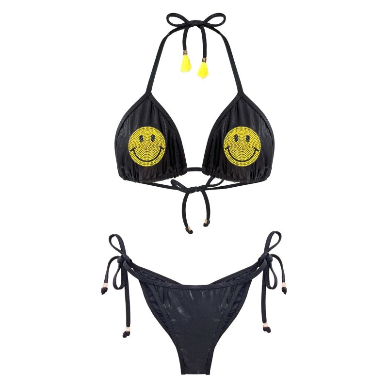 Ibiza Smile Face Metallic Bikini Tamara Pia Black DEESSA IBIZA Wolf