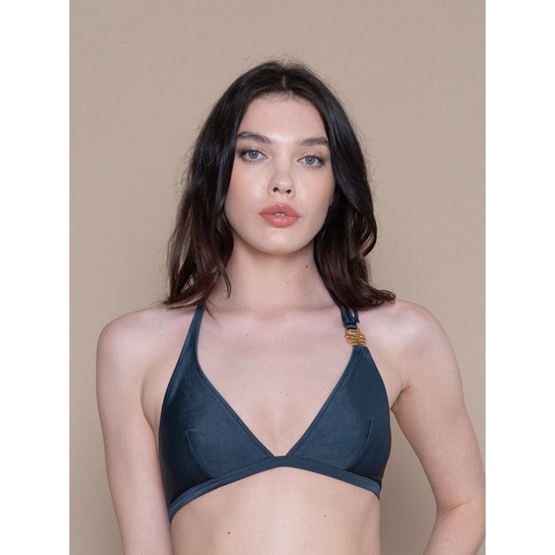 Siren Smoke Grey Triangle Bikini Top BonBon Lingerie Wolf Badger