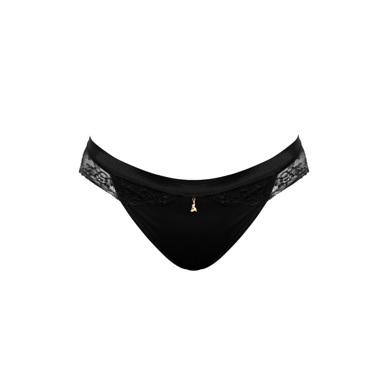 Angelina Thong Black BonBon Lingerie Wolf Badger