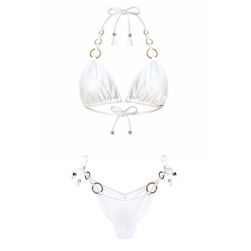 Lace Eco Bikini Set Cala Comte Aurora Aina White DEESSA IBIZA Wolf Badger