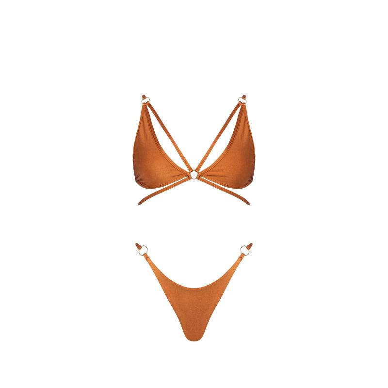 Dulce Bikini Thong In Bronze Viki Swim Wolf Badger