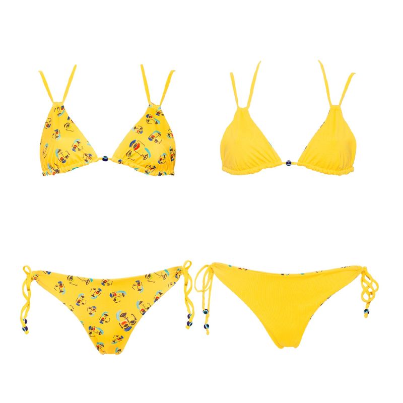 Aulala X Percheye Reversible Bikini Macaron Yellow Orange Aulala Paris Wolf Badger