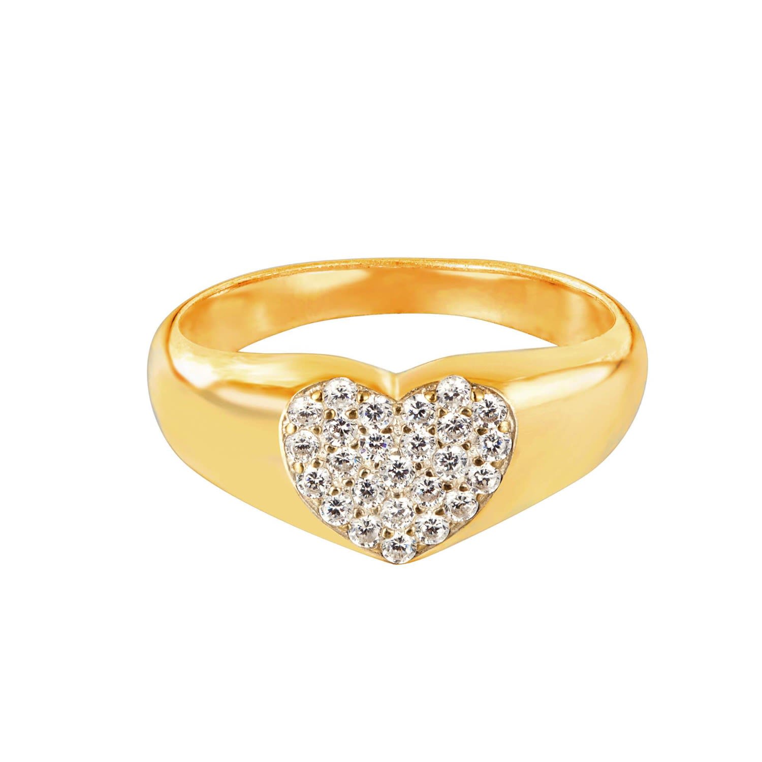 Women’s 22Ct Gold Vermeil Pave Heart Signet Seol + Gold