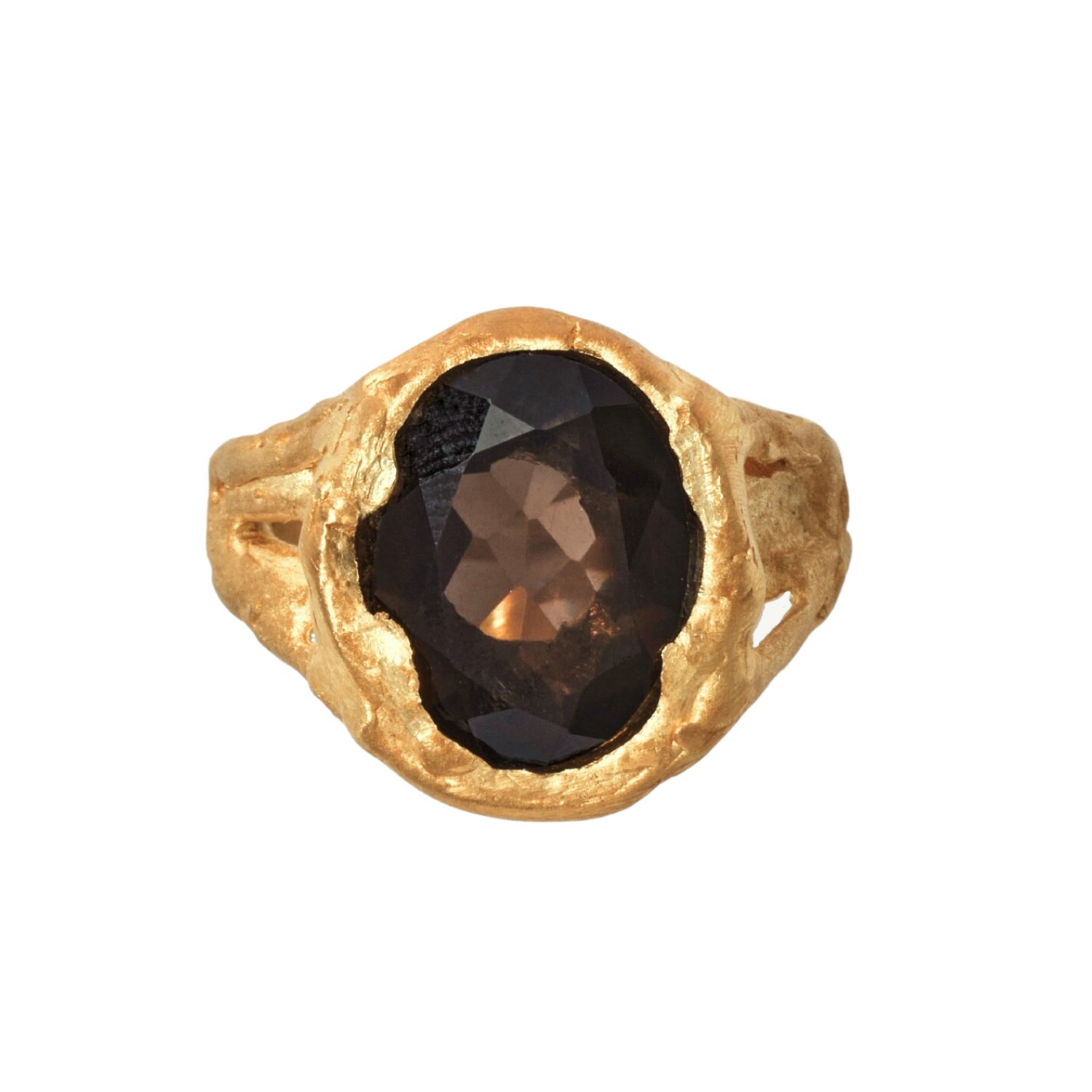 Women’s Gold Nympha Ring With Smoky Quartz Assuwa