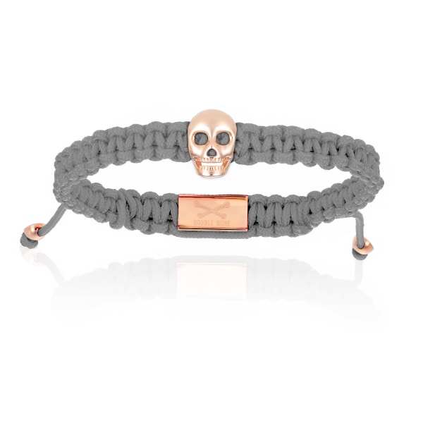 Men’s Grey Pink Gold Skull With Gray Polyester Bracelet Unisex Double Bone Bracelets