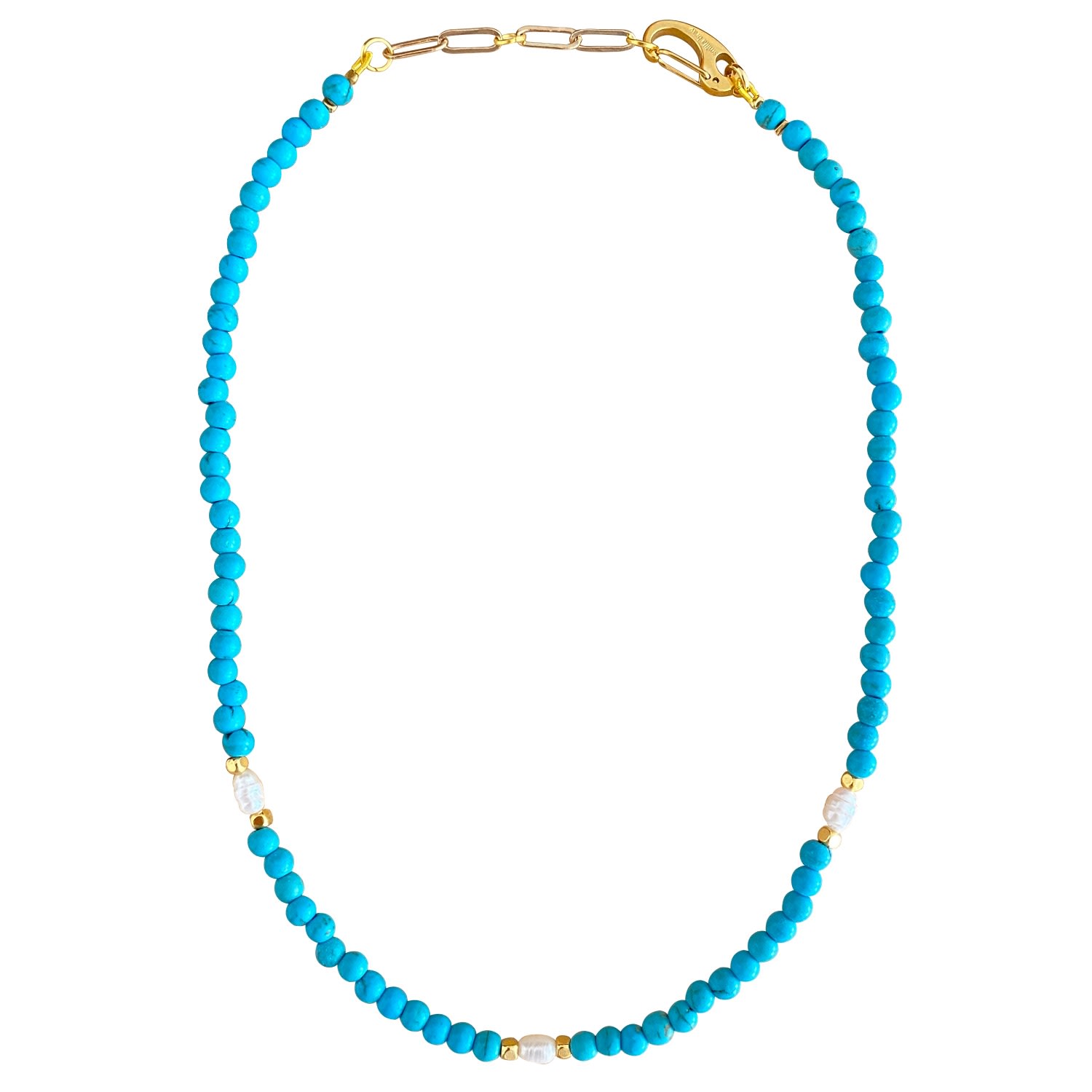 Women’s White / Blue / Gold Turquoise Pearl Necklace Leandra Smilla Brav