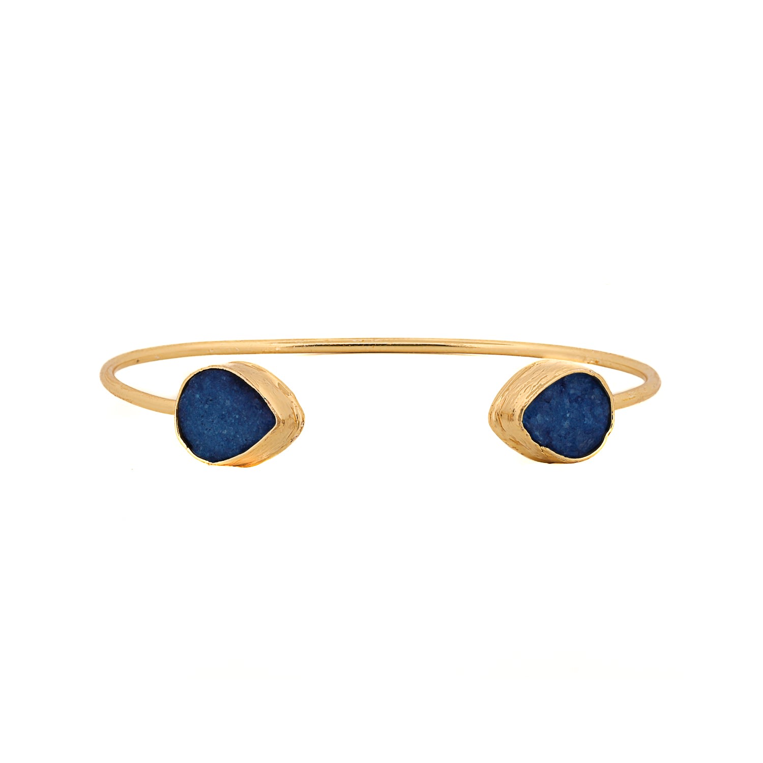 Women’s Gold / Blue Cleopatra Blue Druzy Agate Gold Cuff Bracelet - Blue Ebru Jewelry