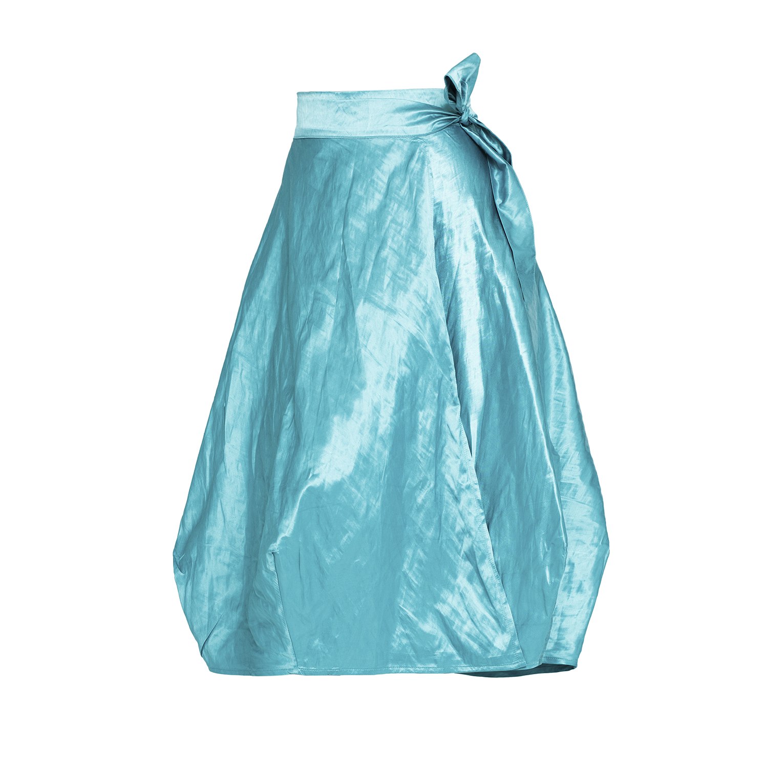 Women’s Blue Wrapped Skirt In Aqua Taffeta Small Bianca Popp