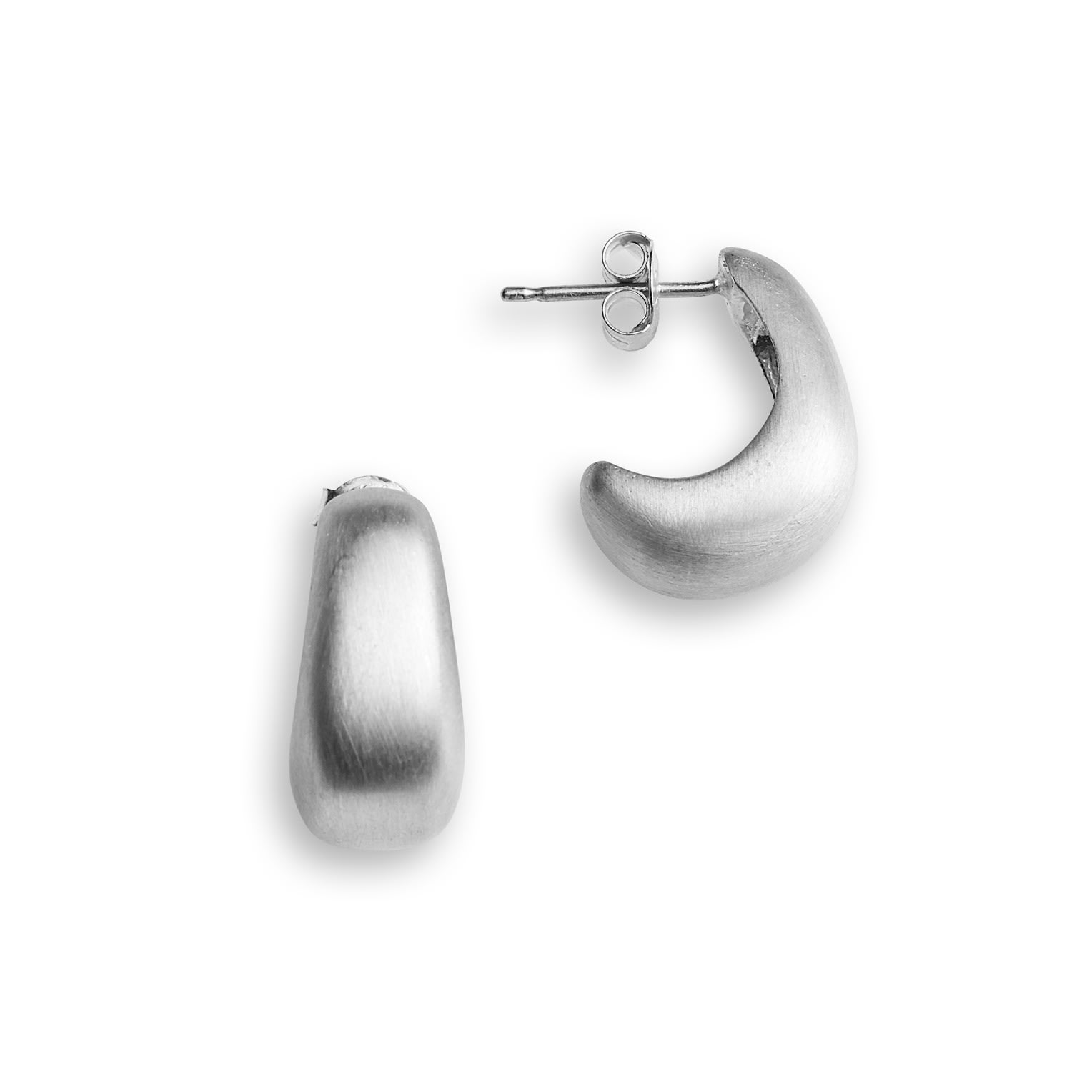 Women’s Curved Earrings - Sterling Silver - Matte Loupn