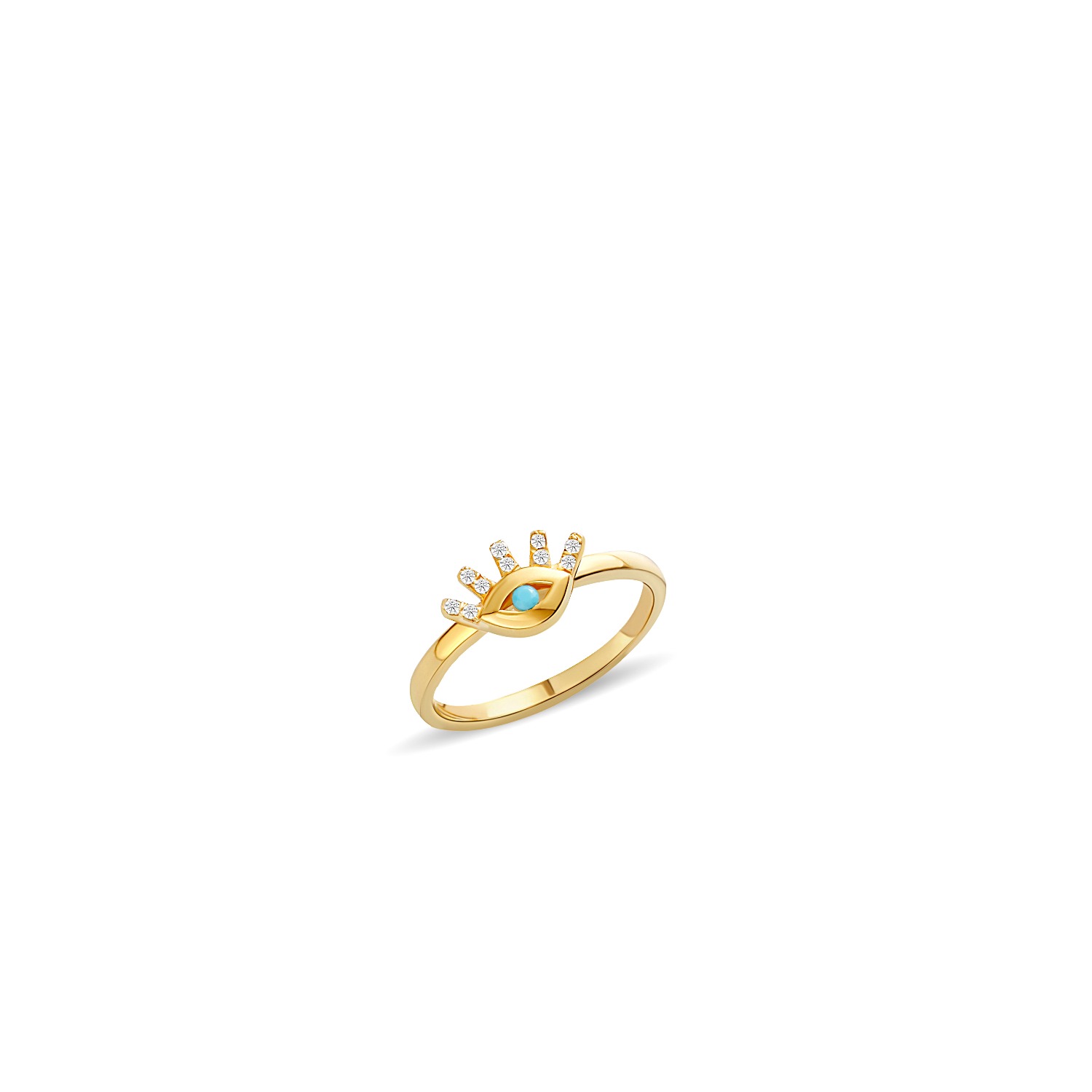 Women’s Turquoise Diamond Evil Eye Ring - Gold Mosuo Jewellery