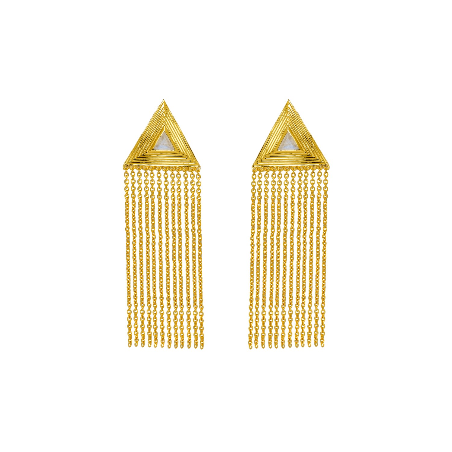 Women’s Gold / White Gold Opera Fringed Earrings Lavani Jewels