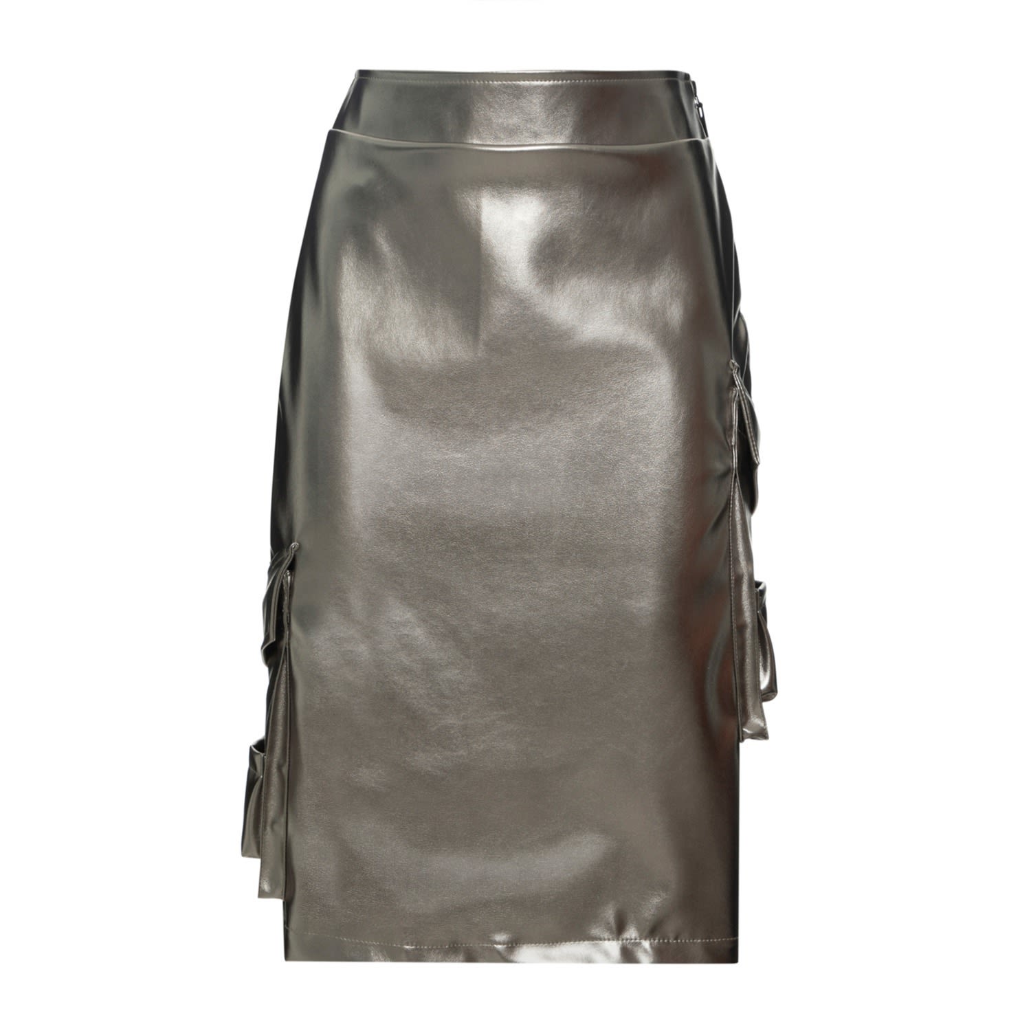 Women’s Silver Tech Pelle Pocket Skirt Graphite Medium Balletto Athleisure Couture