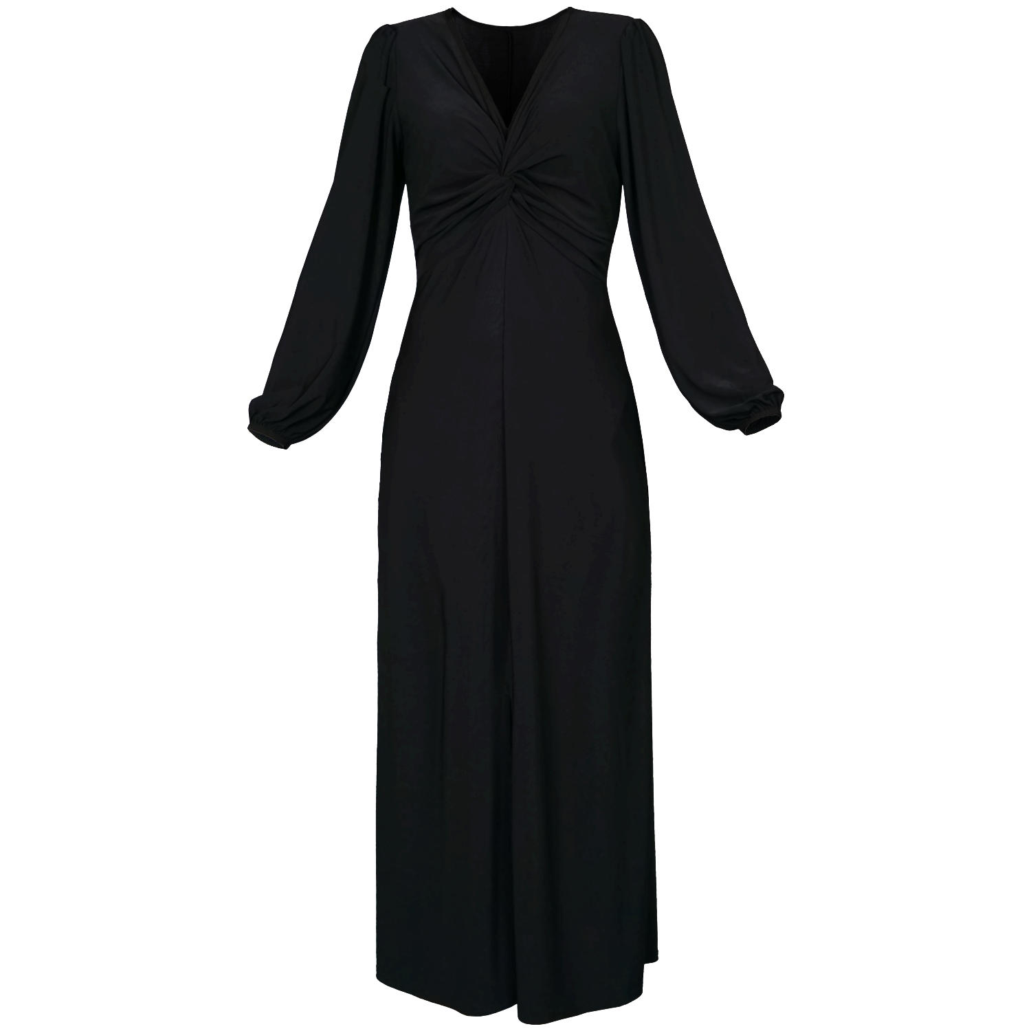 Women’s Black Twisted Front Dress Wanda Black Soft Jersey Maxi Dress Small Antonia York