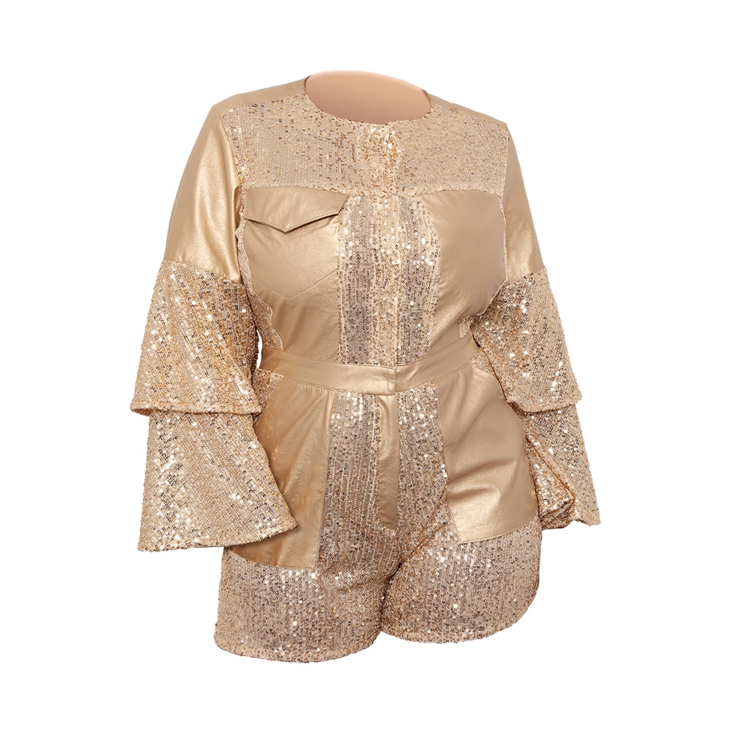 Women’s Gold Negin Short Jumpsuit With Sequins Small Maison Bogomil