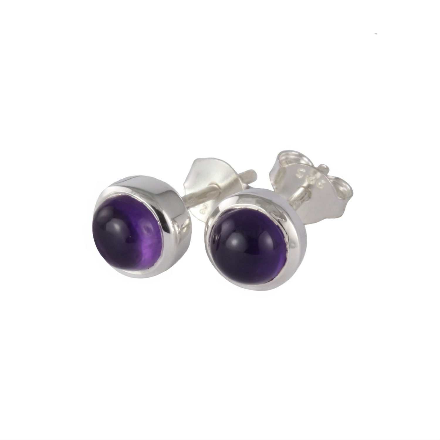 Women’s Silver / Pink / Purple February Birthstone Earring Studs - Amethyst In Sterling Silver The Jewellery Store London