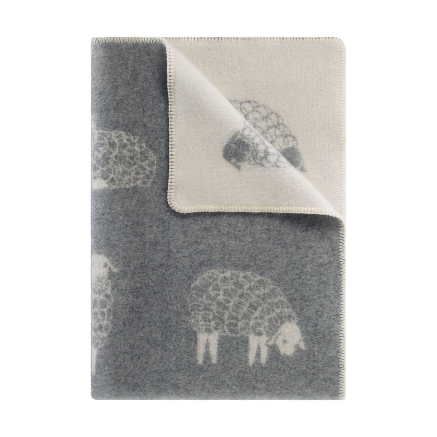 Grey / Neutrals / White Grey Mima Small Wool Blanket J. j.textile