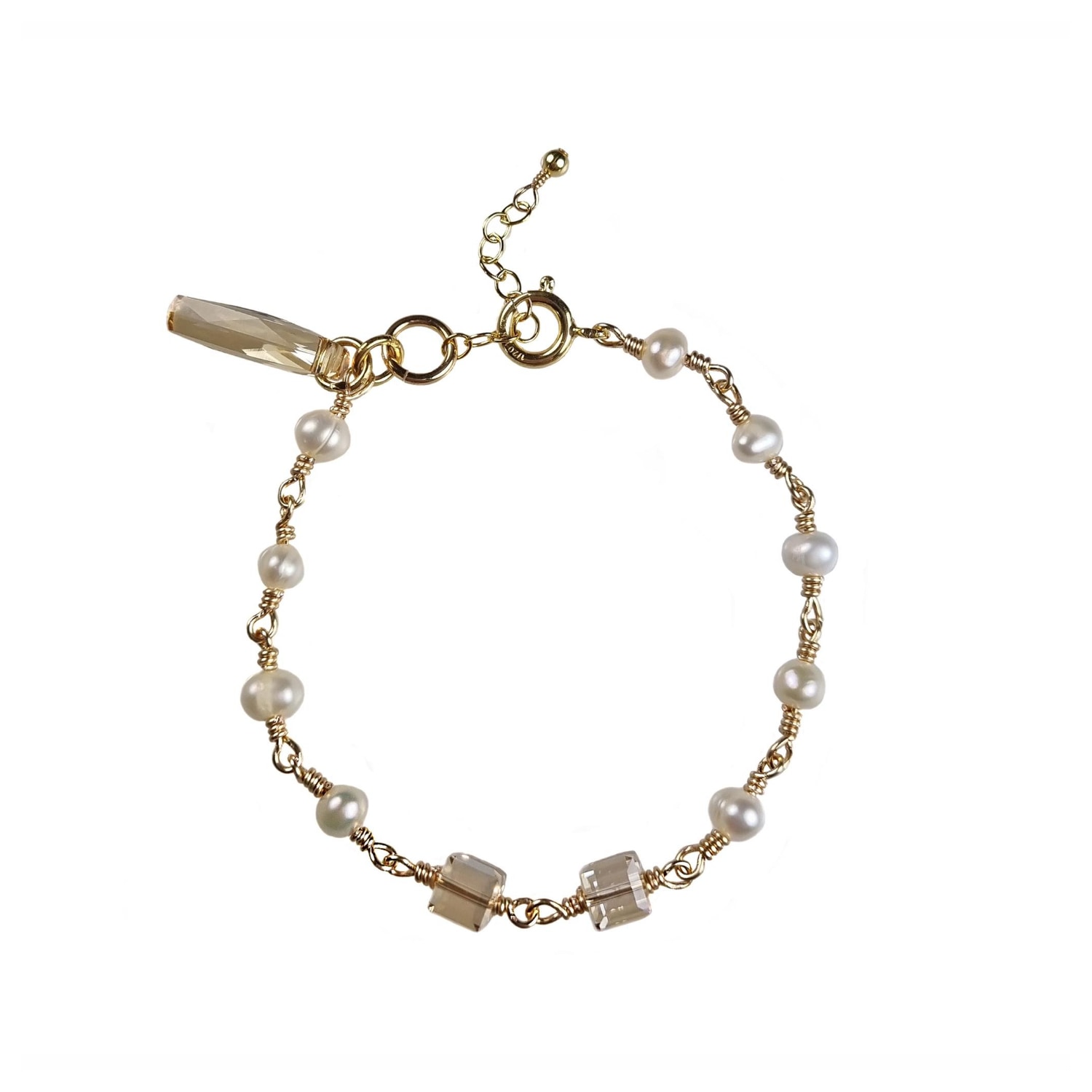 Women’s White / Neutrals Christina Gold Filled Bracelet Maria Moyseos