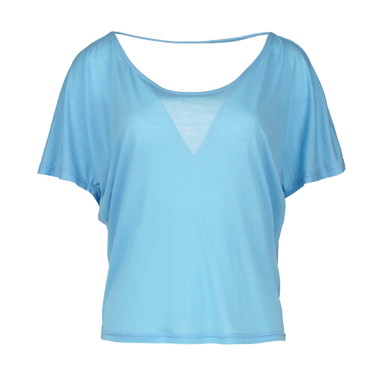 Women’s Sky Blue Drape Back Top Large Conquista