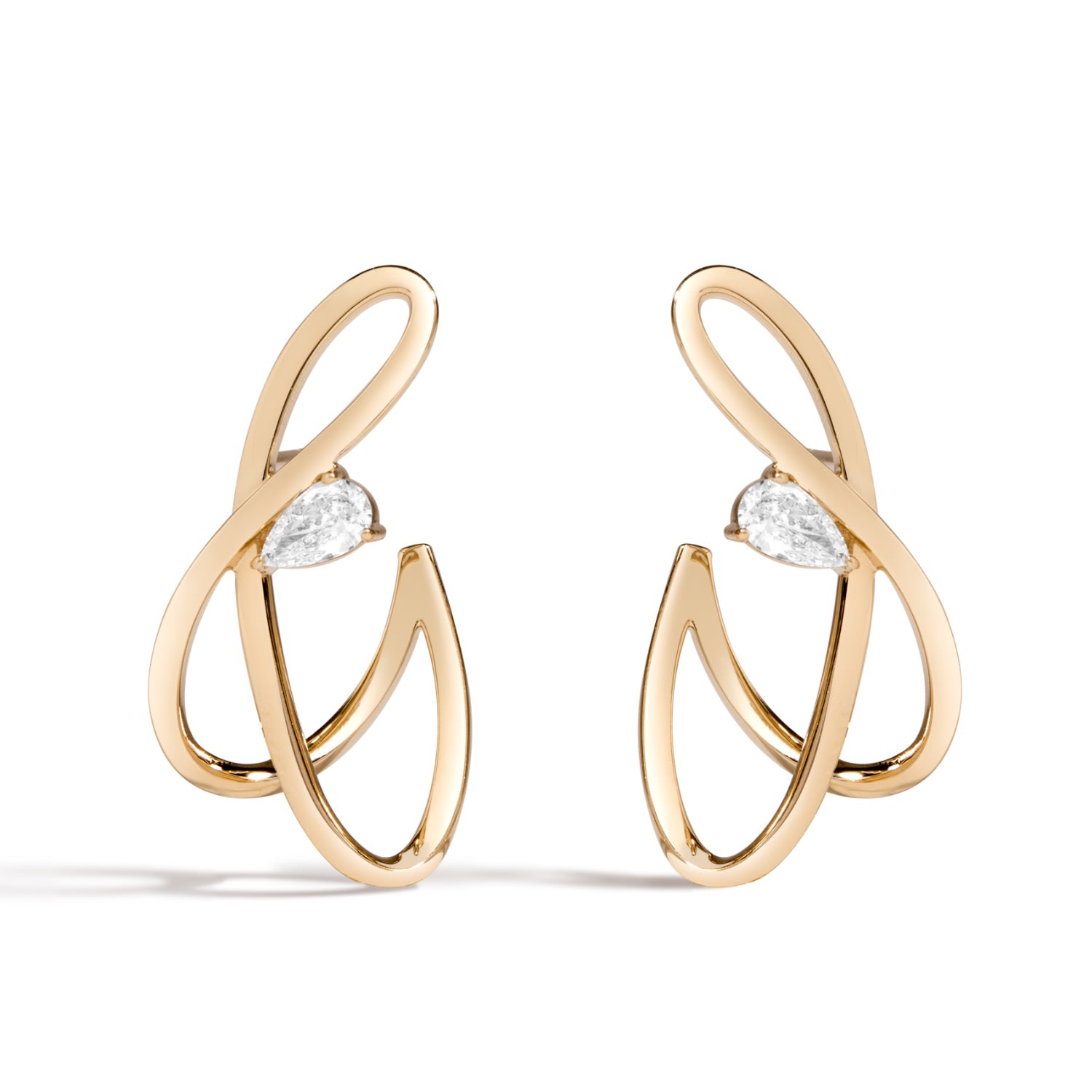 Women’s Beauty In The Bloom Earrings - Solid 14K Gold Stud & Huggie Statement Earrings With 0.5 Carat Pear Diamonds Lúdere