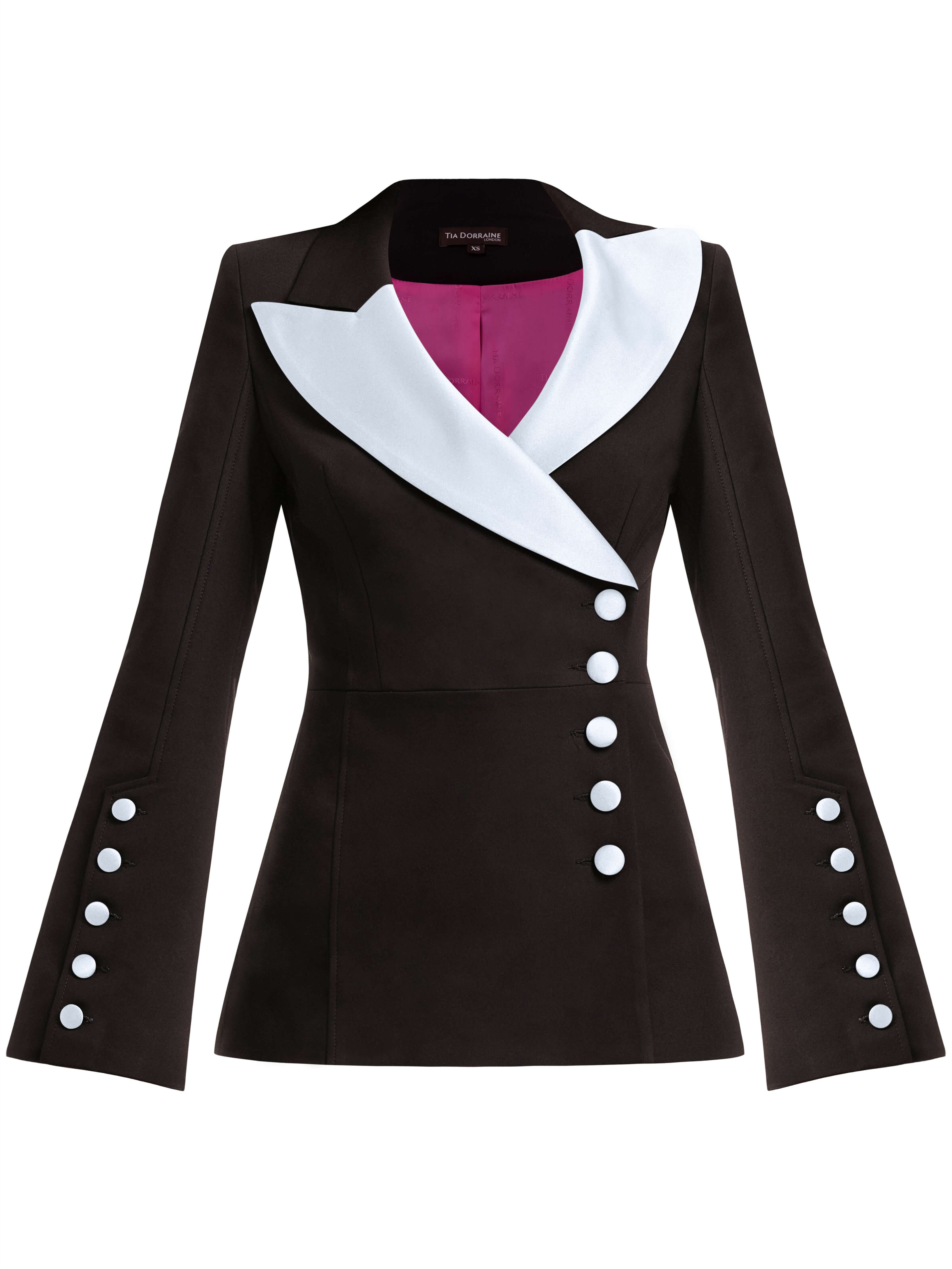 Women’s White / Black Chic Impressions Asymmetric Blazer, Black & White Xxs Tia Dorraine