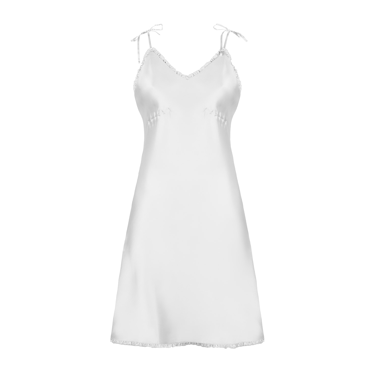 Women’s White Giselle Silk Slip Dress, Color Butter Cream M/L Sasha La Mer