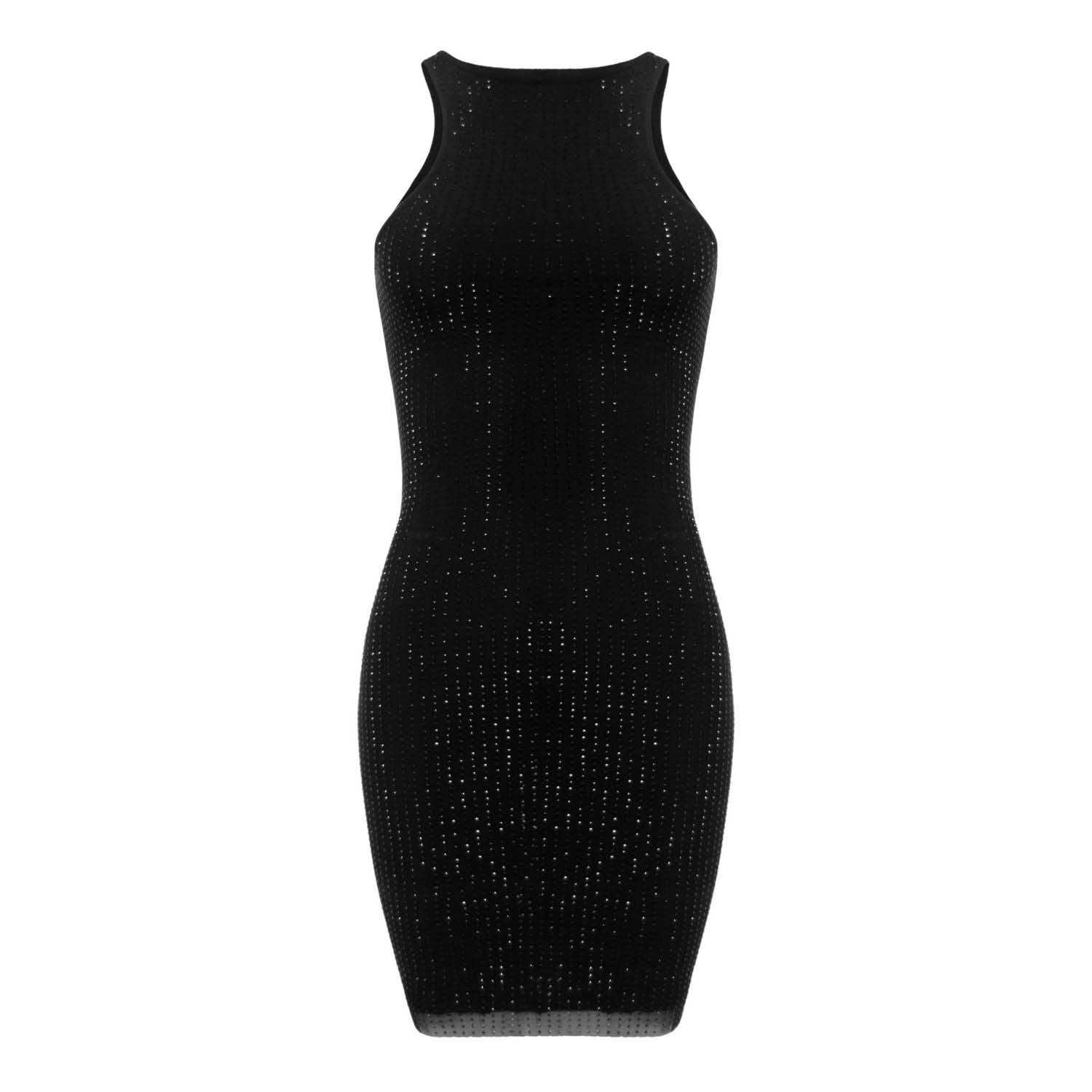 Women’s Black Crystal Mini Dress Extra Small Ow Collection
