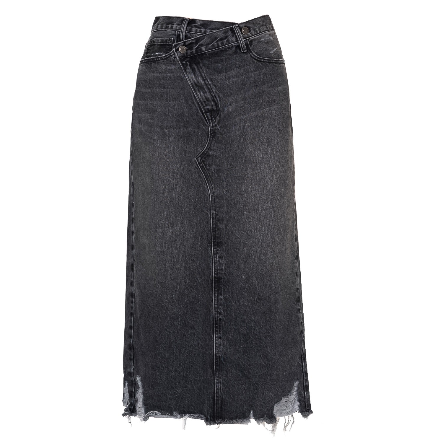 Women’s Black Jackie Cross Over Maxi Skirt In Atlantic 29" Noend Denim