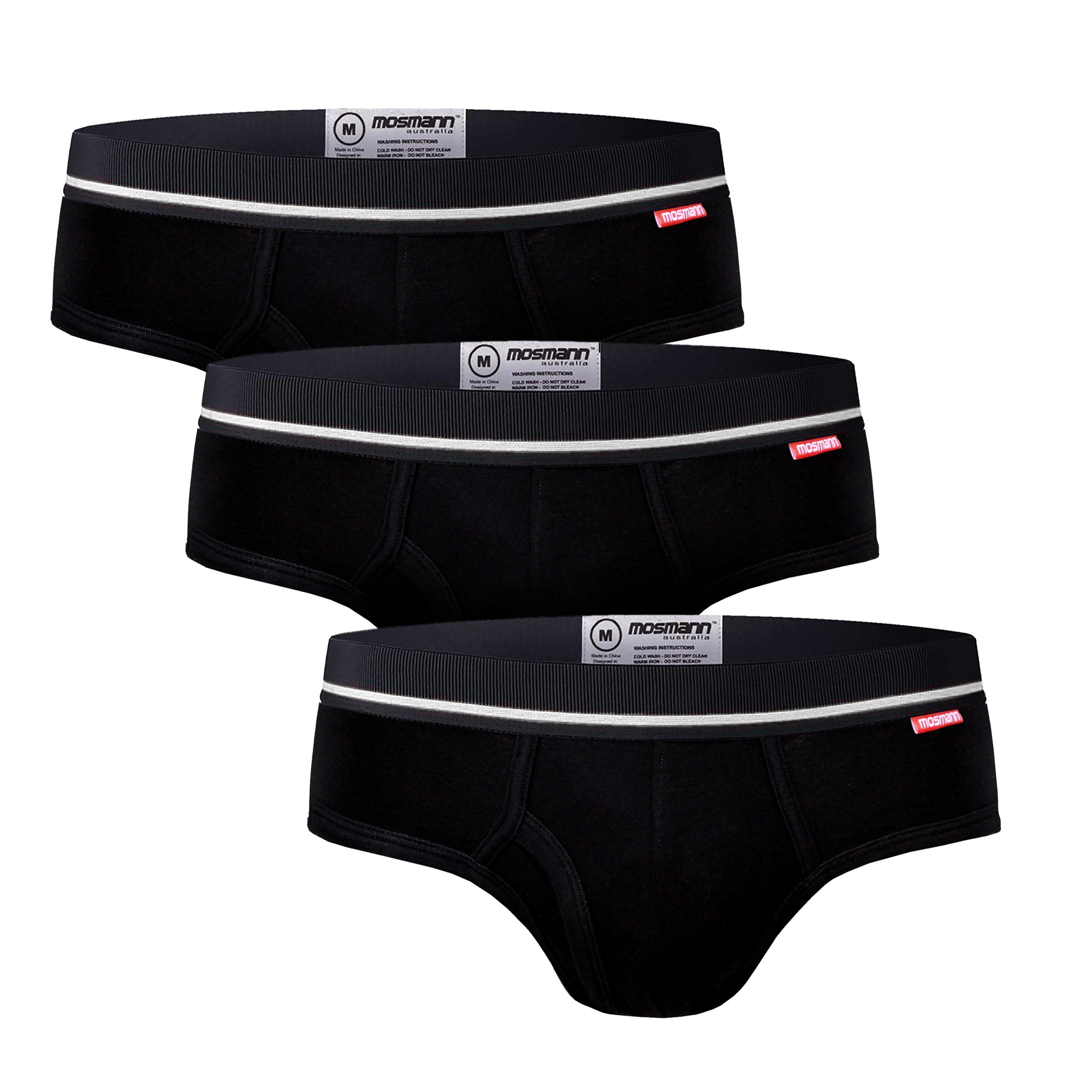 Men’s Black Three-Pack Bamboo Briefs - Pepper Small Mosmann Australia