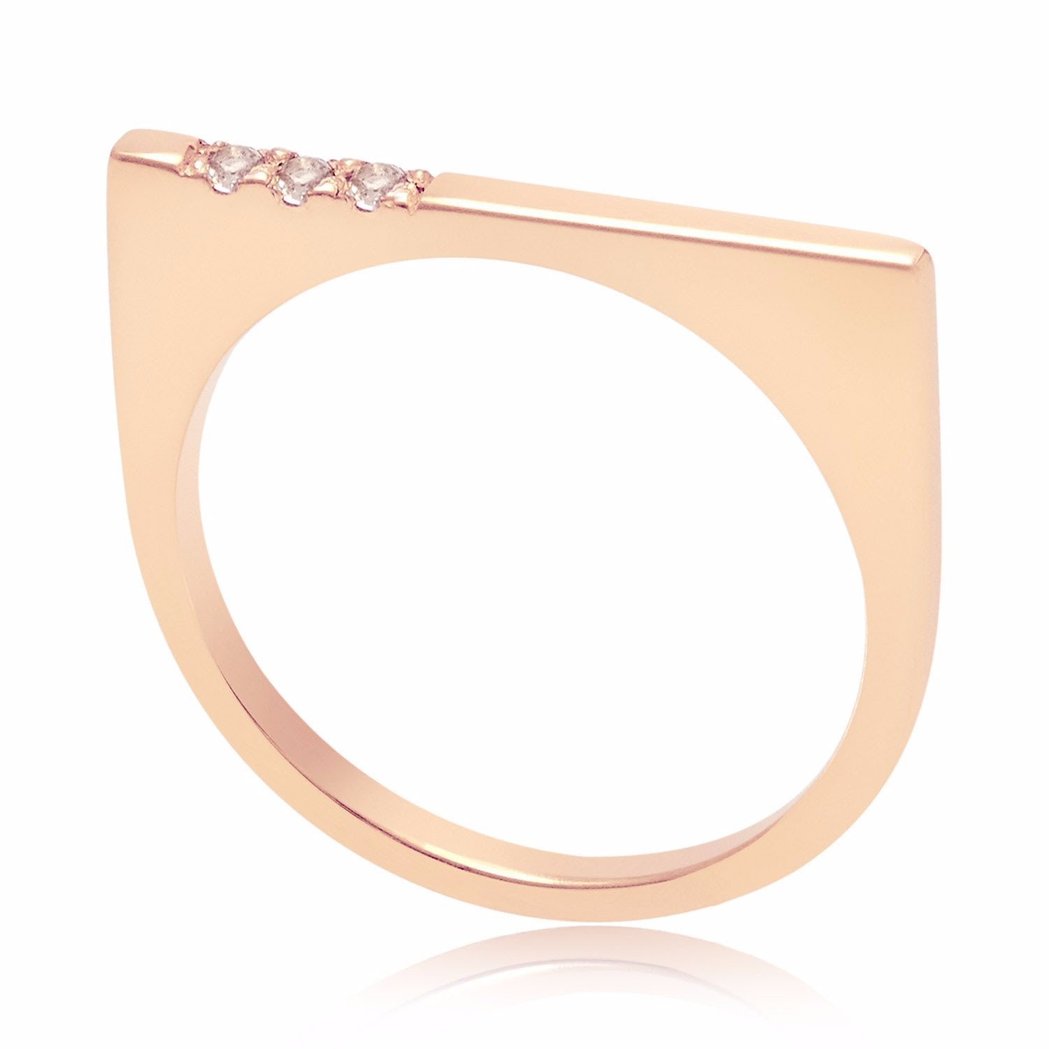 Women’s Minerva Rose Gold Stacking Ring With White Topaz Neola Design