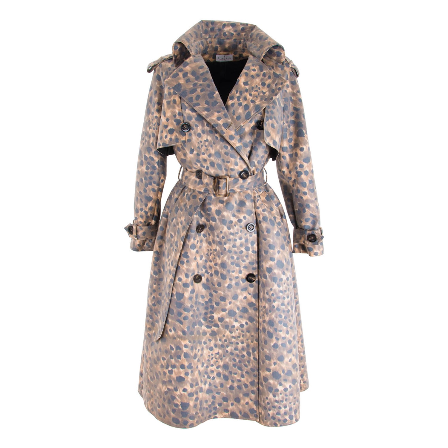 Women’s Cotton Leo Print Double-Breasted Trench Coat Small Rua & Rua