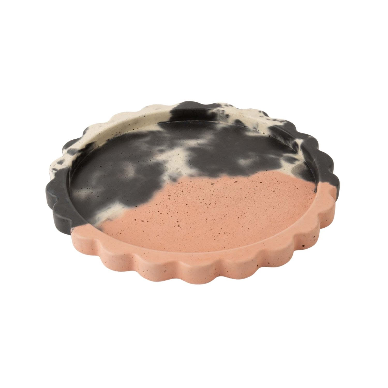 Rose Gold / Black / White Concrete Scallop Tray - Blush, Charcoal & White Smith & Goat