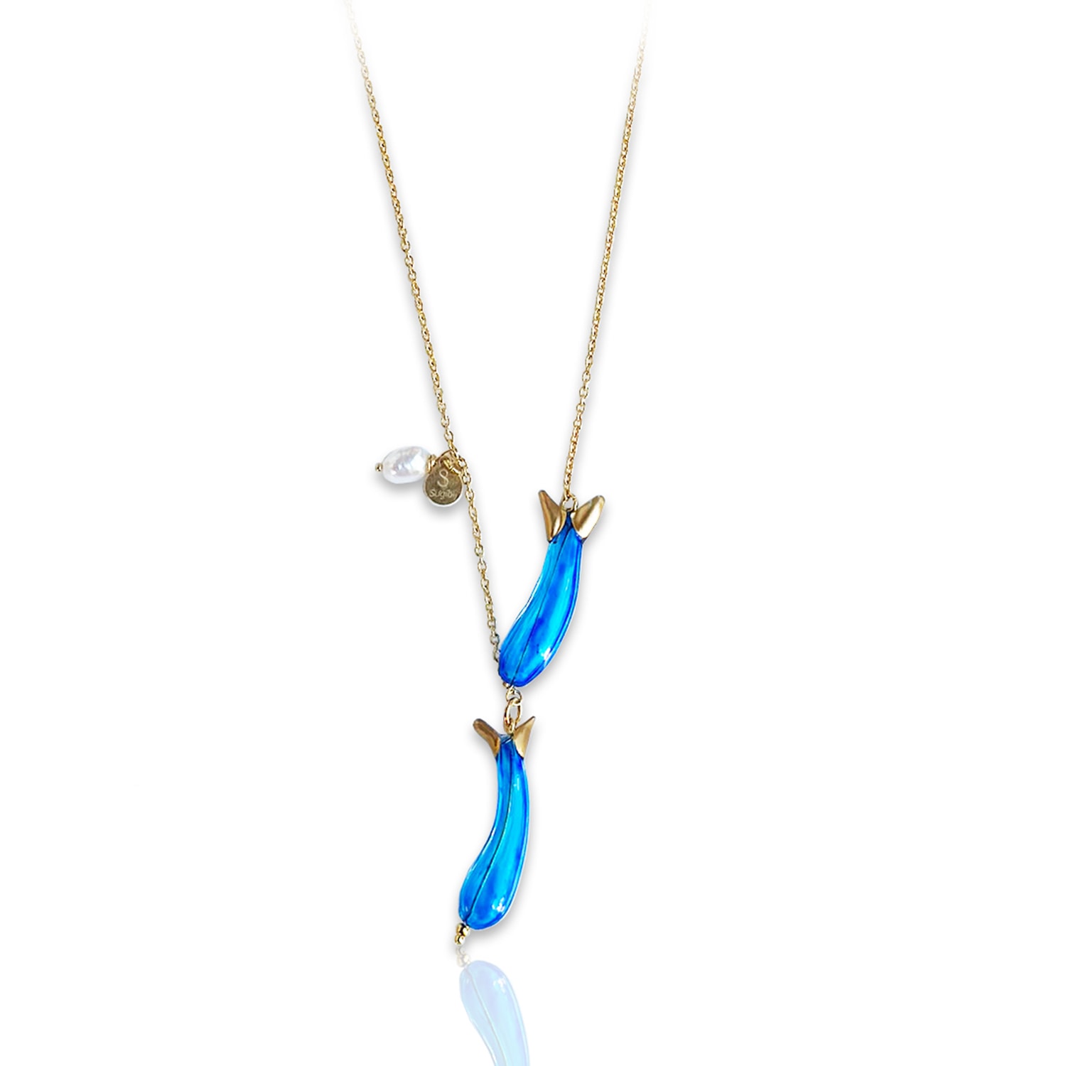 Women’s Blue / Gold Sirena Necklace Sugibi Shop