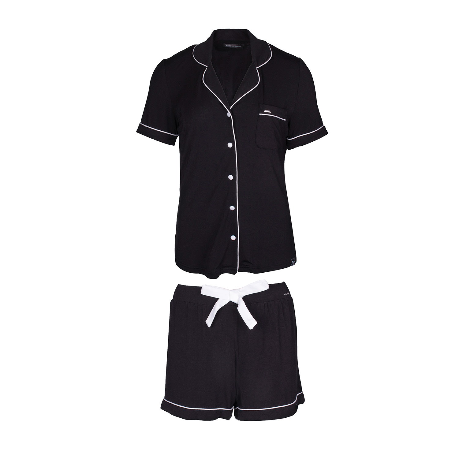 Women’s Bamboo Shirt Short Set In Black XXL Pretty You